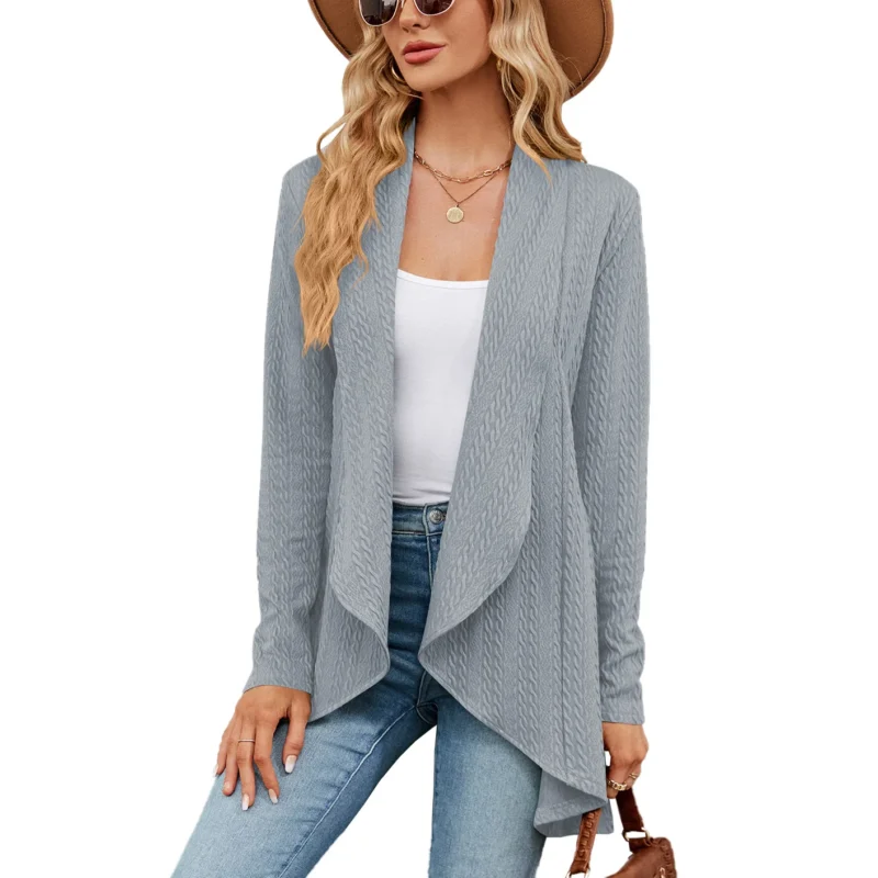 Vintage Oversized Women's Knit Cardigan Sweater with Scarf Collar - Image 13