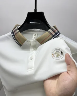 Premium Men's Embossed Embroidery Polo Shirt Breathable Ice Silk Performance