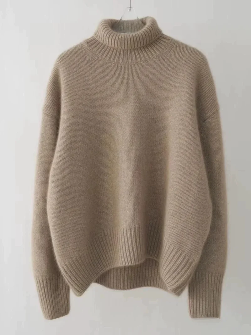 Luxurious Oversized Women's 100% Pure Cashmere Turtleneck Sweater for Winter Warmth - Image 6
