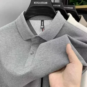 Premium Men's 100% Cotton Long Sleeve Polo Shirt Business Casual
