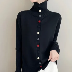 Luxury Women's Premium Cashmere Button-Front Cardigan for Fall & Winter