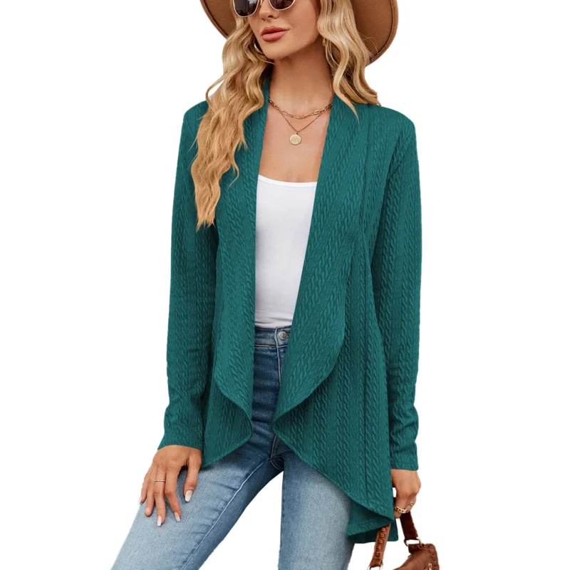 Vintage Oversized Women's Knit Cardigan Sweater with Scarf Collar - Image 7