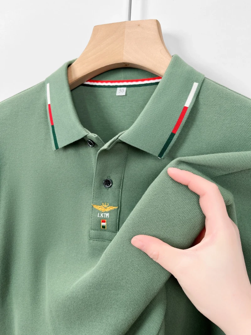 Premium Men's Cotton Long Sleeve Polo Shirt Classic Embroidered Design - Image 3