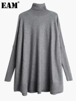 Oversized Women's Cozy Turtleneck Sweater with Relaxed Fit for Season Transition