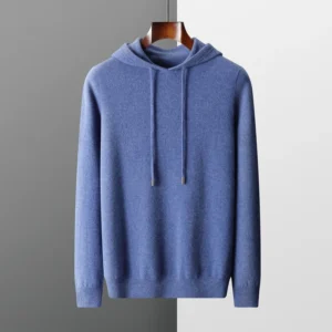Luxury Men's 100% Merino Wool Hooded Pullover Sweater for Winter Comfort