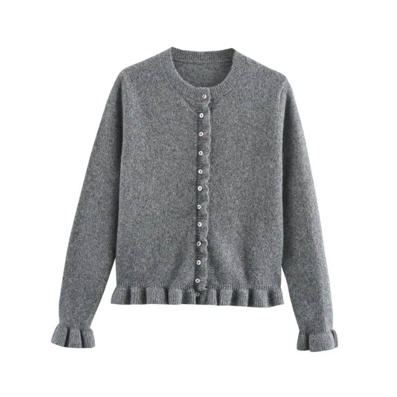 Elegant Butterfly Sleeve Women's Knit Cardigan Sweater with O-Neck Design - Image 7